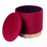 Pouf Contenitore Rotondo in Velluto Bordeaux per Casa