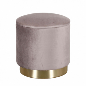 Pouf Contenitore Rotondo in Velluto Tortora per Casa