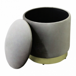 Zoom POUF CONTENITORE ROTONDO IN VELLUTO TORTORA