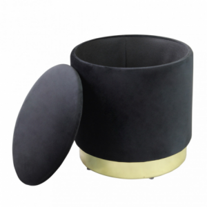 Zoom POUF CONTENITORE ROTONDO IN VELLUTO NERO