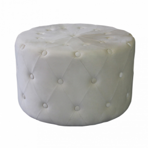 Pouf Rotondo in Velluto Beige per Casa