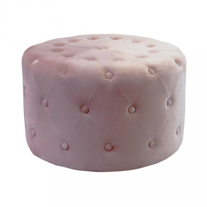 Pouf Rotondo in Velluto Rosa per Casa