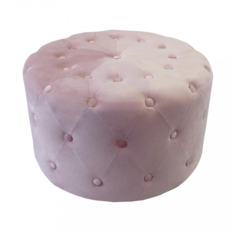 Pouf Rotondo in Velluto Rosa per Casa