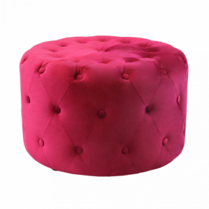 Pouf Rotondo in Velluto Bordeaux per Casa