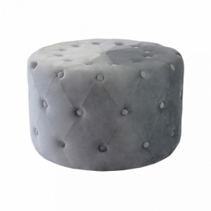 Pouf Rotondo in Velluto Grigio Scuro per Casa