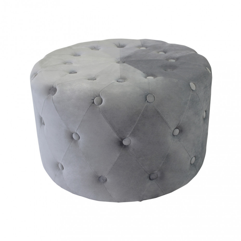 Pouf Rotondo in Velluto Grigio Scuro per Casa