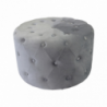 Pouf Rotondo in Velluto Grigio Scuro per Casa