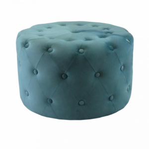 Pouf Rotondo in Velluto Verde per Casa