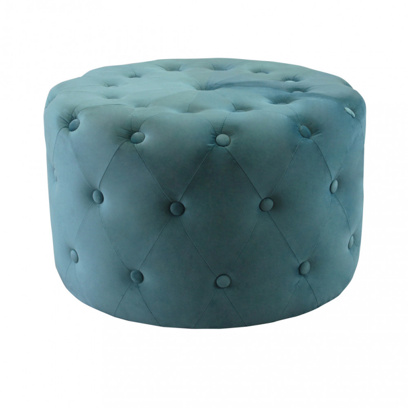 Pouf Rotondo in Velluto Verde per Casa