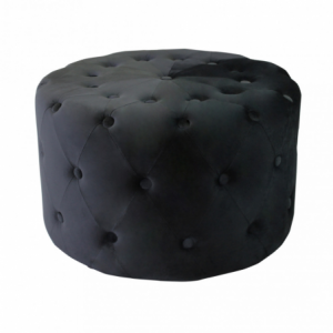 Pouf Rotondo in Velluto Nero per Casa