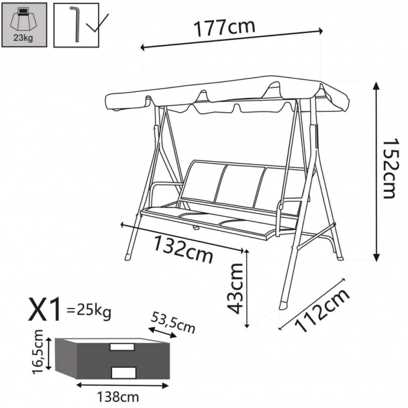 Dondolo Naxos Textilene 200 kg | Dondoli | Levante Shop