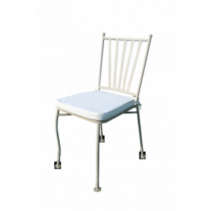 Sedia Giunone con cuscino in ferro da esterno robusta e comoda