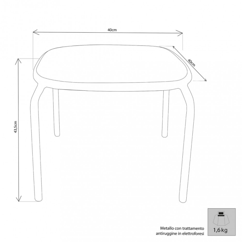 Tavolino Midway in ferro da esterno robusto e compatto