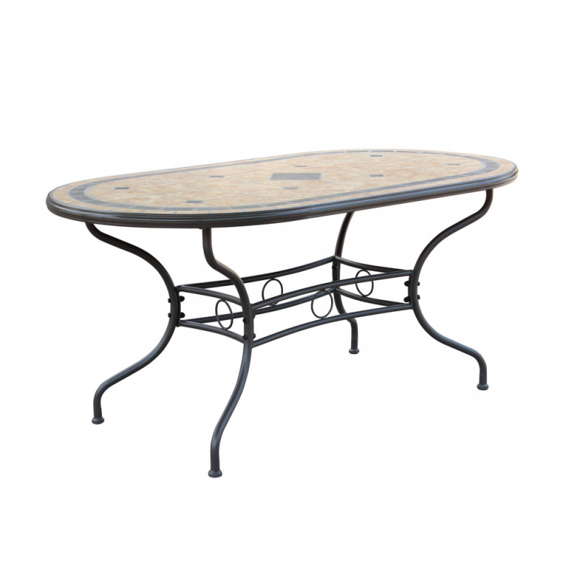 Tavolo ovale Nereo 160x90 cm in ferro da giardino elegante