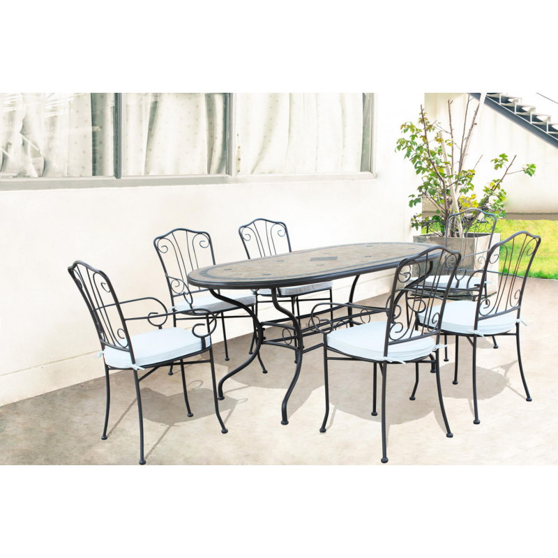 Tavolo ovale Nereo 160x90 cm in ferro da giardino elegante