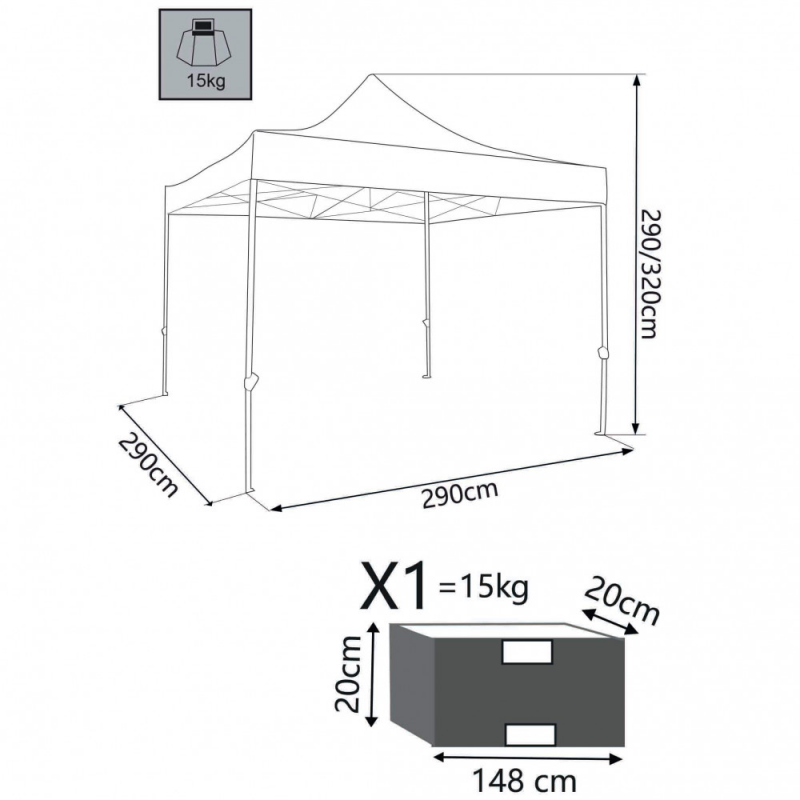 Gazebo pieghevole Party 3x3 per esterno pratico e robusto