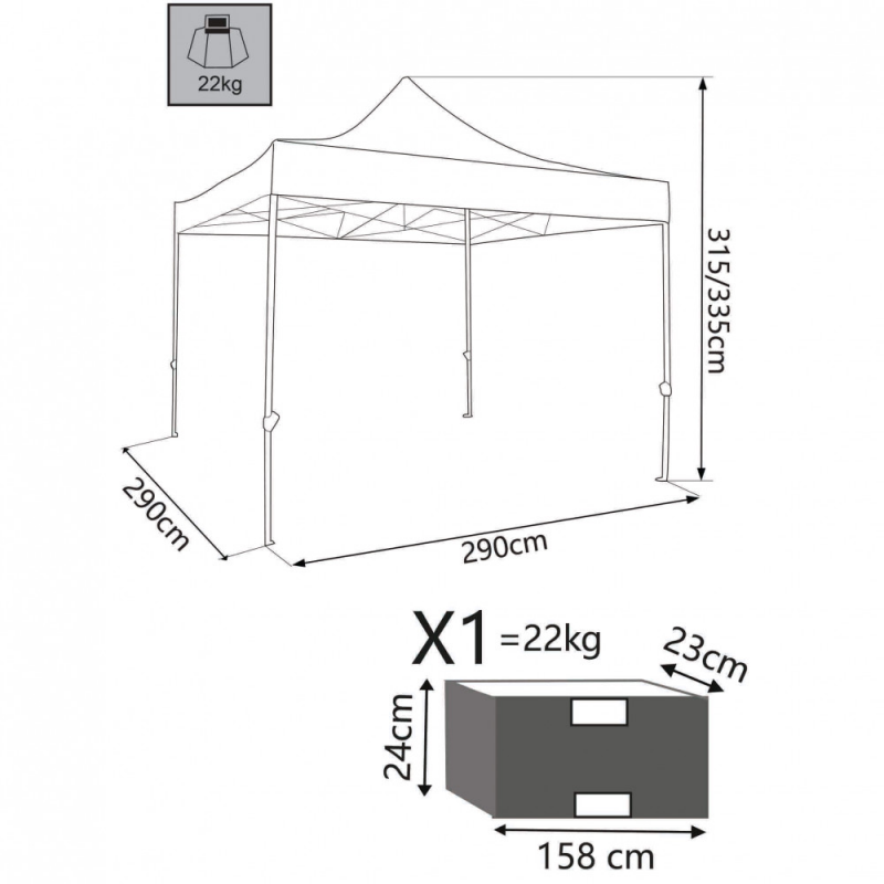 Gazebo Holiday 3x3 per esterno resistente e facile da montare