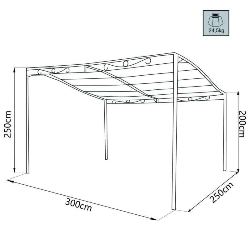 Gazebo pergola 3x2,5 m - Struttura resistente per esterni