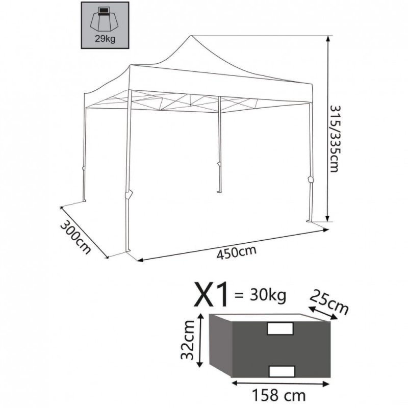 Gazebo Pantheon 3x4,5 m robusto elegante per giardino e feste