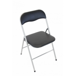 Sedia pieghevole Slim nera opaca in ferro per esterno