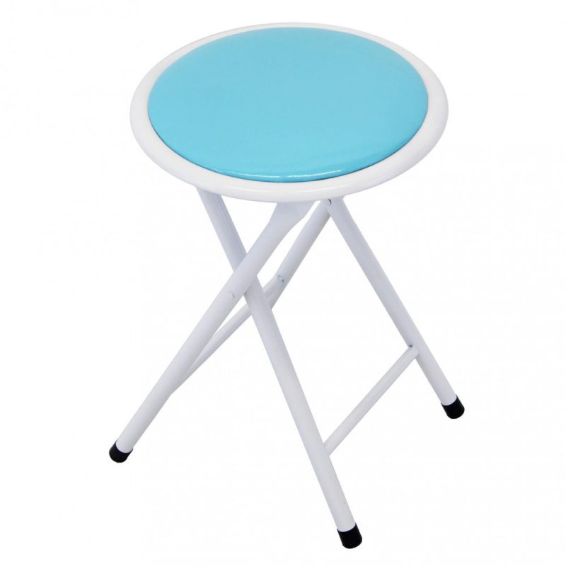 Sgabello Slim blu in ferro per esterno giardino moderno