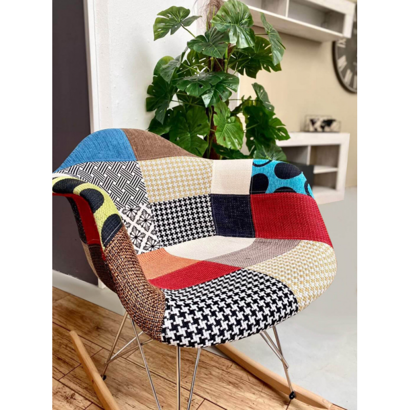 Set 4 poltrone dondolo Moritz patchwork moderne e colorate