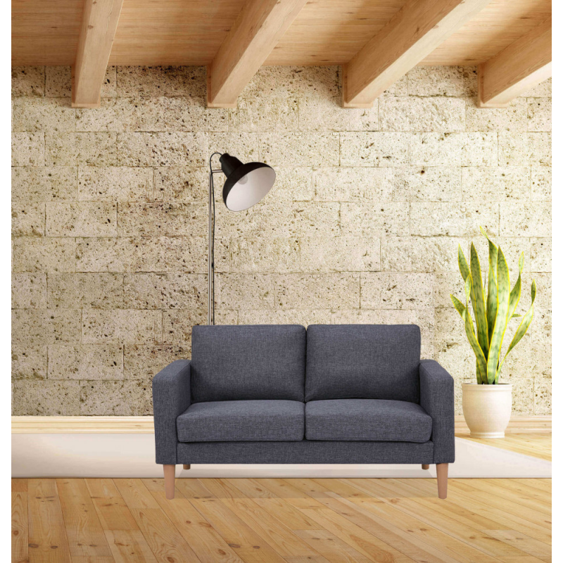 Divano 2 posti Ramsey blu moderno compatto per soggiorno