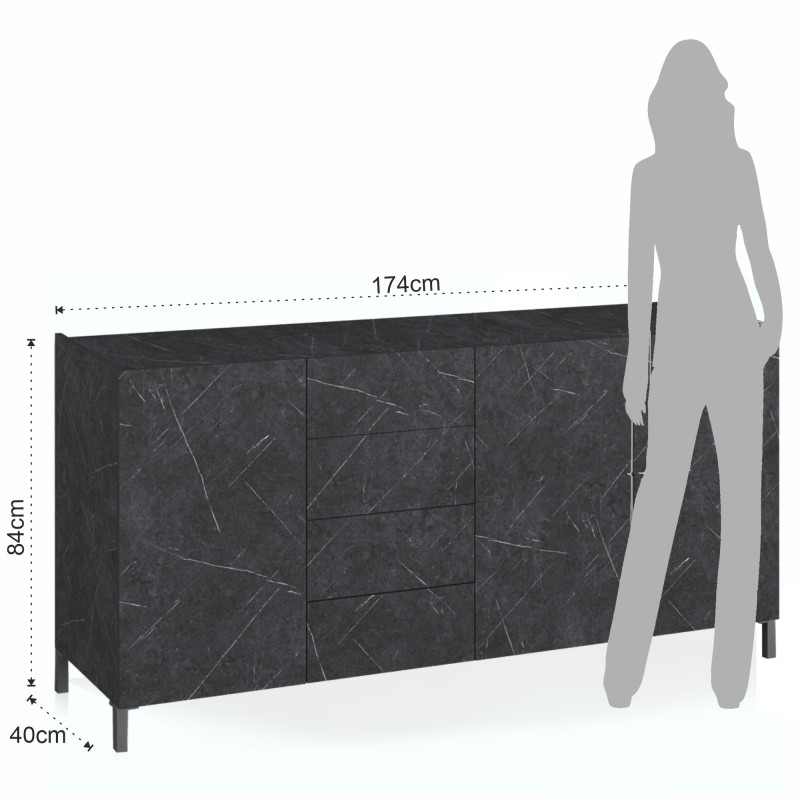 Madia Grande Eddy Black Marble 102 X 51 H.9 Cm