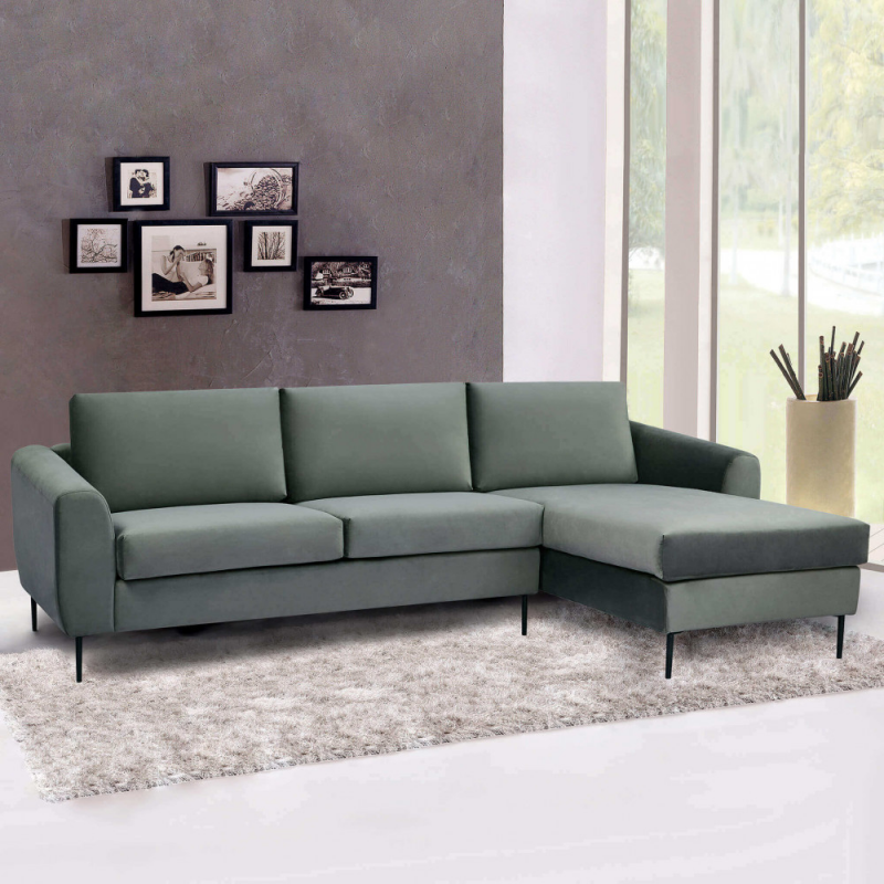 Divano con chaise longue Gregory moderno blu comfort soggiorno