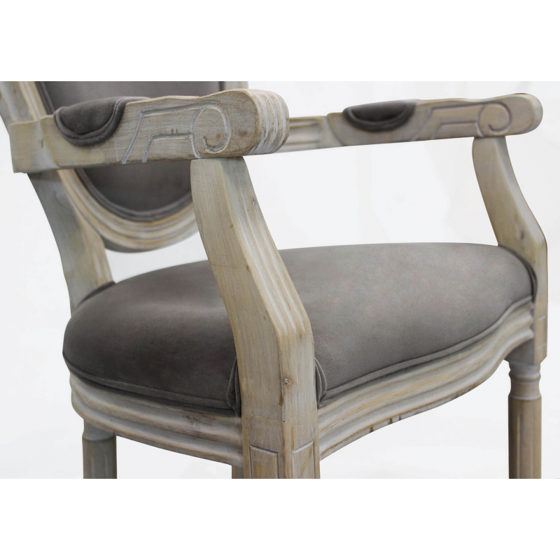 Set 2 poltrone Constance velluto taupe eleganti per soggiorno