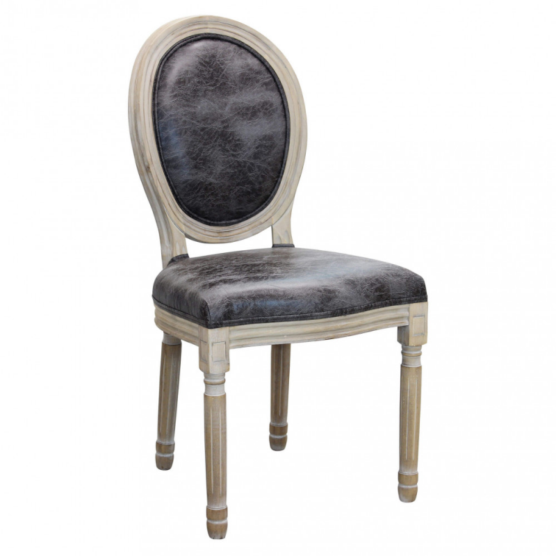 Set di 2 SEDIE CONSTANCE IN ECOPELLE VINTAGE GRIGIO