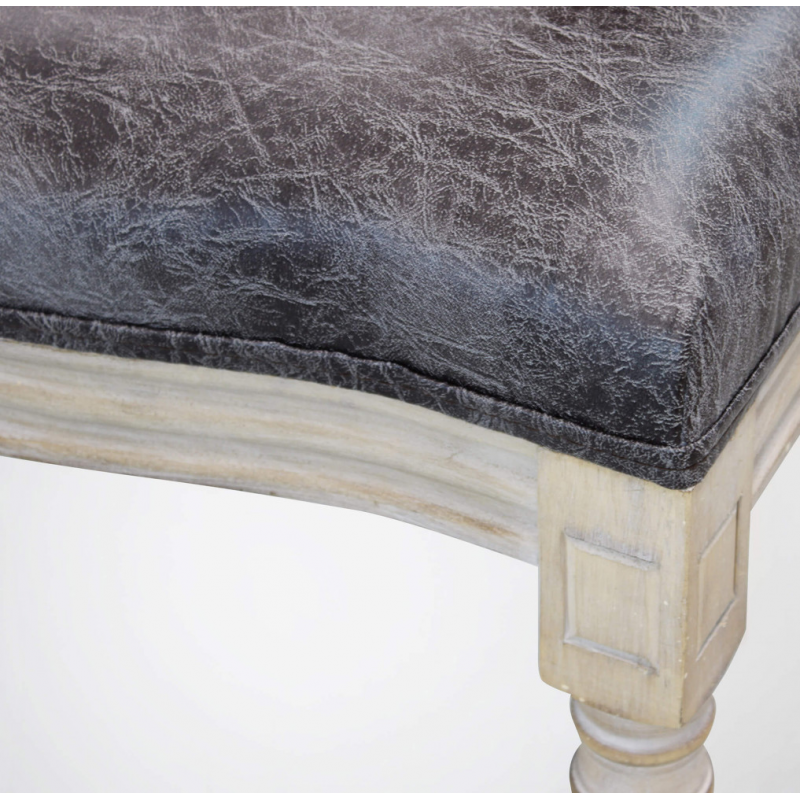 Set di 2 SEDIE CONSTANCE IN ECOPELLE VINTAGE GRIGIO