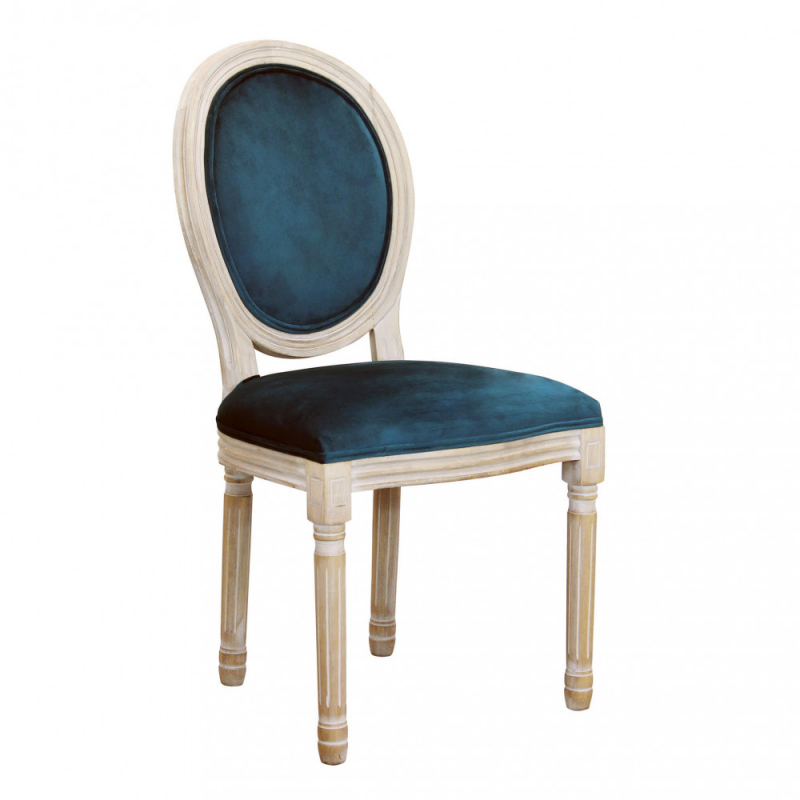 Set 2 sedie Constance velluto blu moderne per sala e cucina