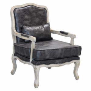 Poltrona Christy in ecopelle vintage grigio classica soggiorno