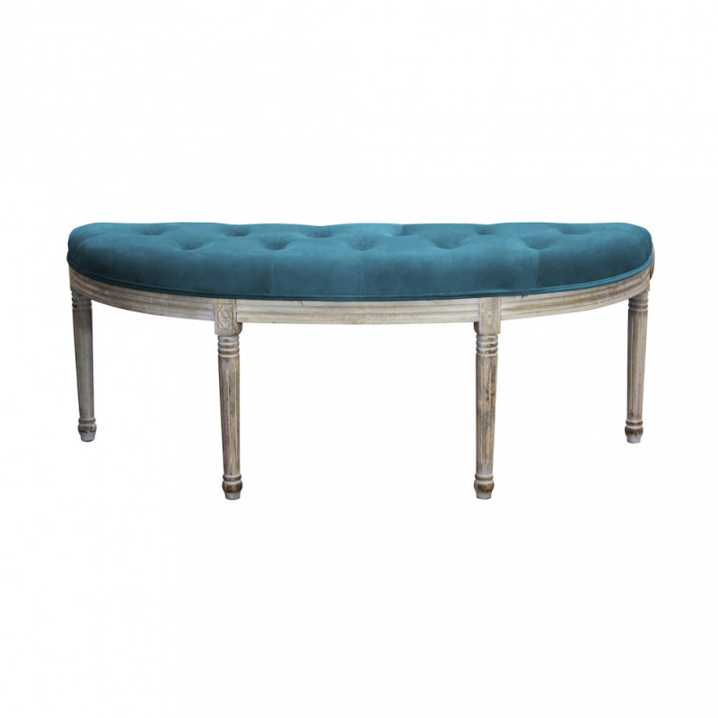 Set 2 panche Margi in velluto blu moderne per soggiorno