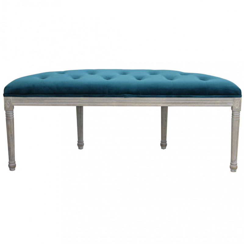 Set 2 panche Margi in velluto blu moderne per soggiorno