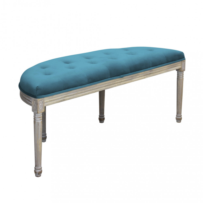 Set 2 panche Margi in velluto blu moderne per soggiorno