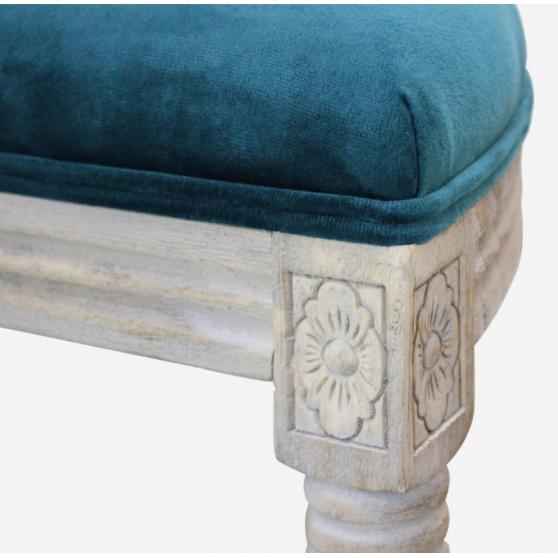 Set 2 panche Margi in velluto blu moderne per soggiorno