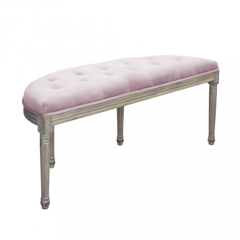 Set 2 panche Margi in velluto rosa moderne per soggiorno