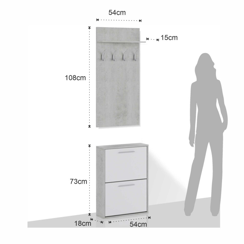 Ingresso / Scarpiera Kate Cement 79 X 40 H10 Cm