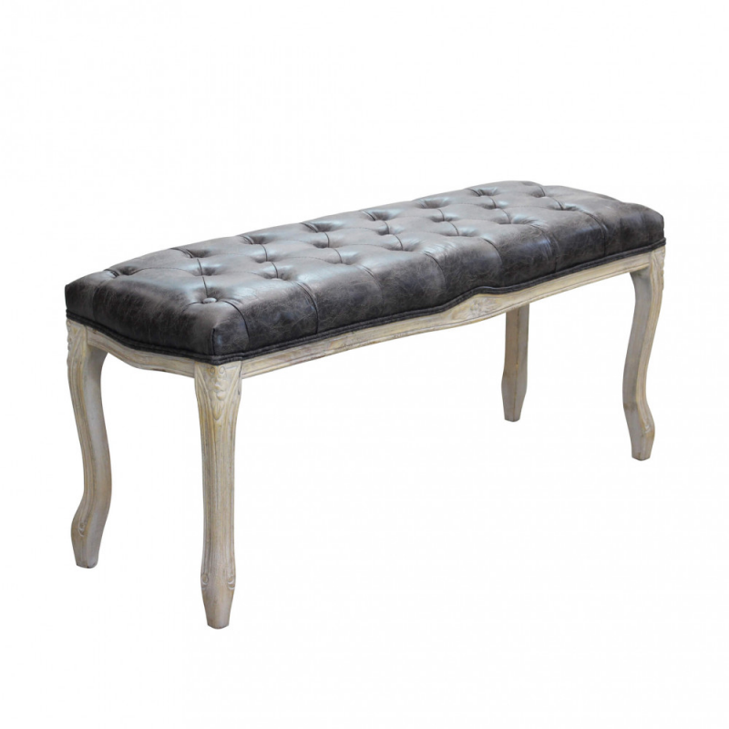 Set 2 panche Misty in ecopelle vintage grigio moderne soggiorno