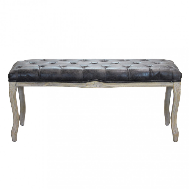 Set 2 panche Misty in ecopelle vintage grigio moderne soggiorno