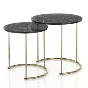Set 2 Tavolini Thin-R Black Marble / Gold 52,5 X 54,5 H6,5 Cm