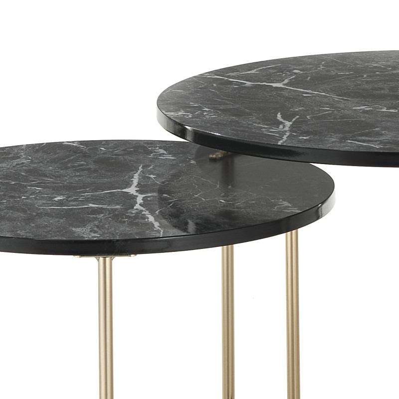 Set 2 Tavolini Thin-R Black Marble / Gold 52,5 X 54,5 H6,5 Cm