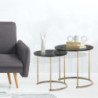 Set 2 Tavolini Thin-R Black Marble / Gold 52,5 X 54,5 H6,5 Cm