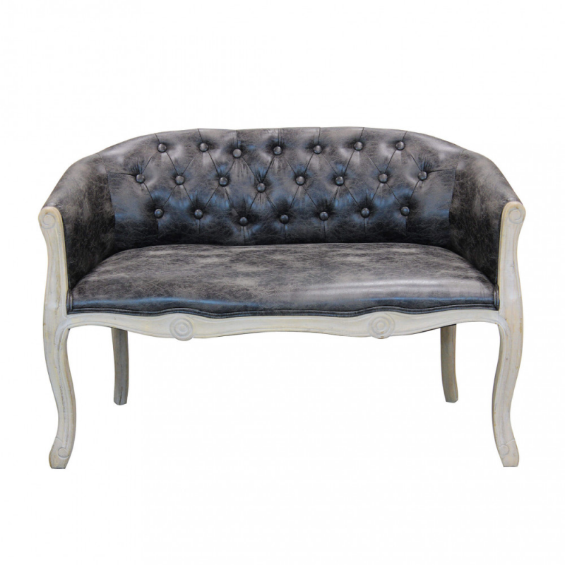 Divano Coleman in ecopelle vintage grigio moderno soggiorno