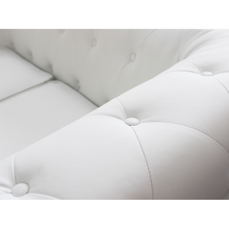 Divano 2 posti Chesterfield in ecopelle bianco elegante