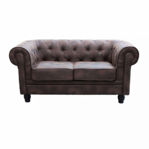 Zoom DIVANO 2 POSTI CHESTERFIELD IN ECOPELLE VINTAGE MARRONE