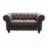 Divano 2 posti Chesterfield in ecopelle vintage marrone