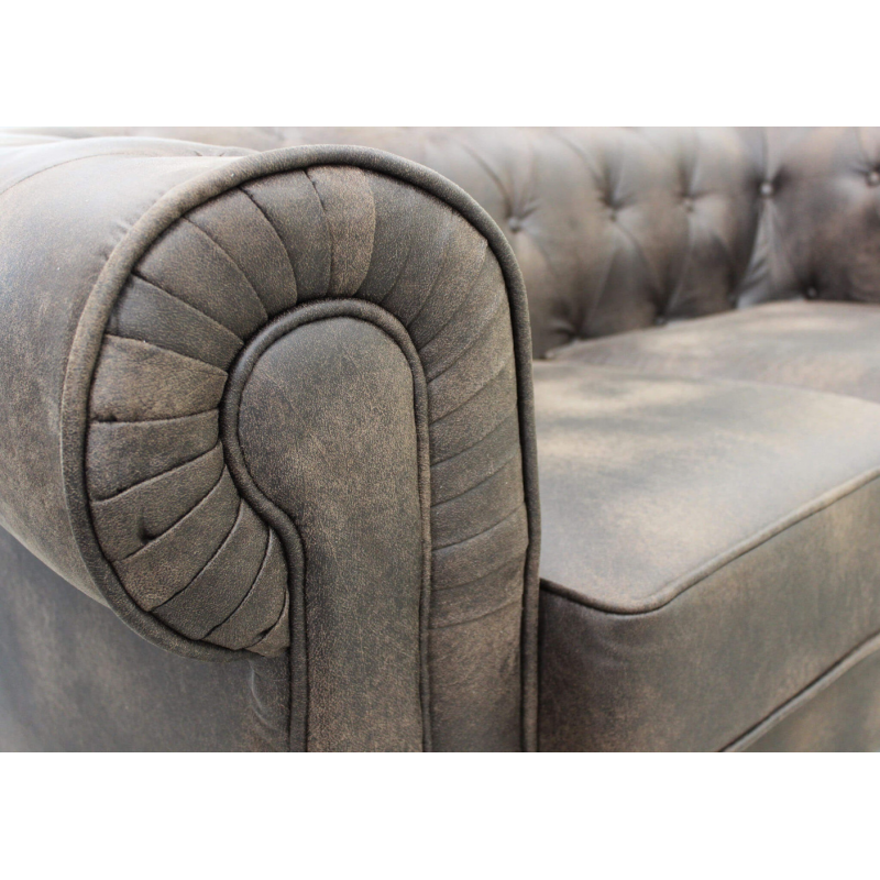 Divano 2 posti Chesterfield in ecopelle vintage marrone
